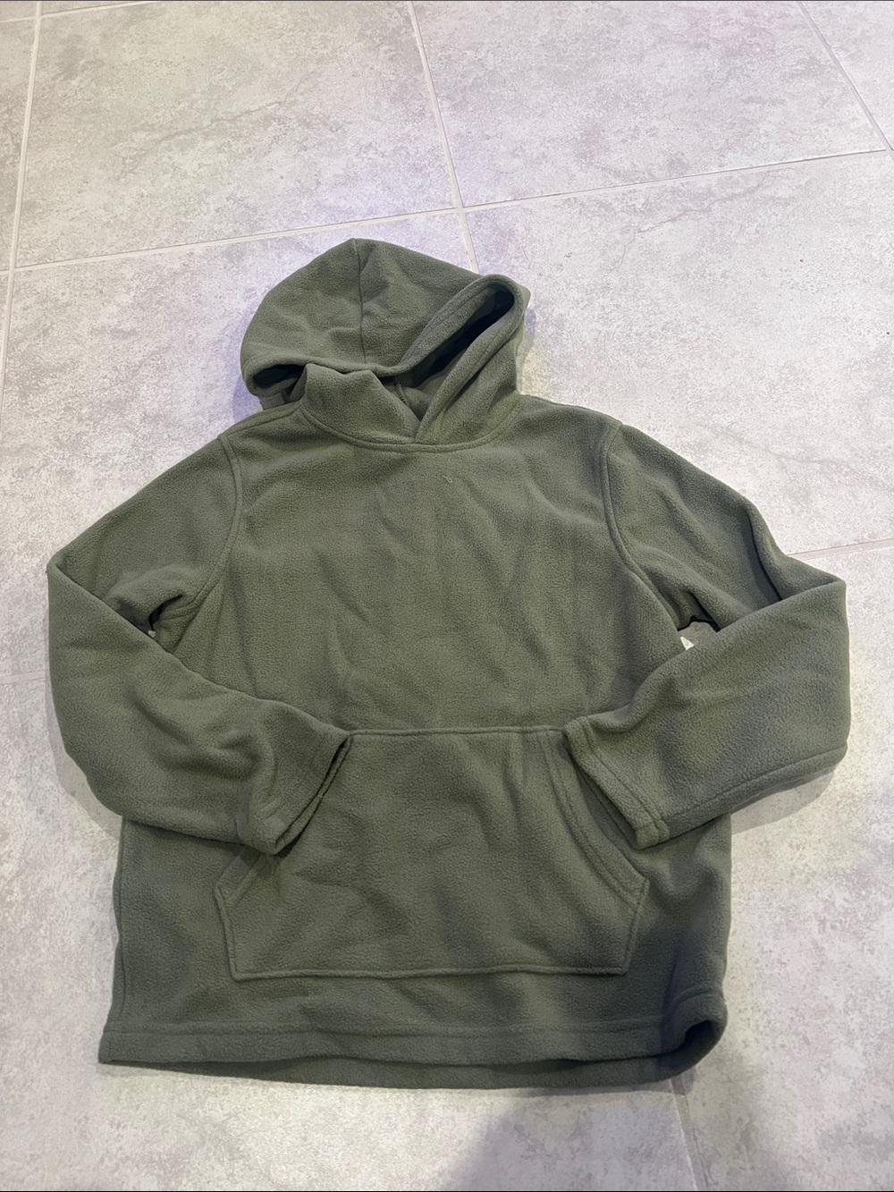 • Old Navy Boys Olive Green Fleece Hoodie - Casual Pullover, size 8 •